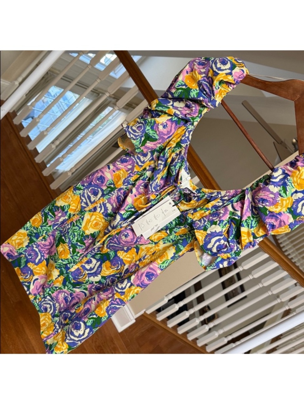 ZARA floral print corset style dress with puff sleeves - Picture 9 of 11